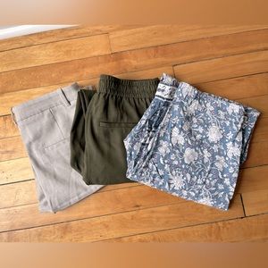 H&M bundle of 3 pants (floral, green, gray)